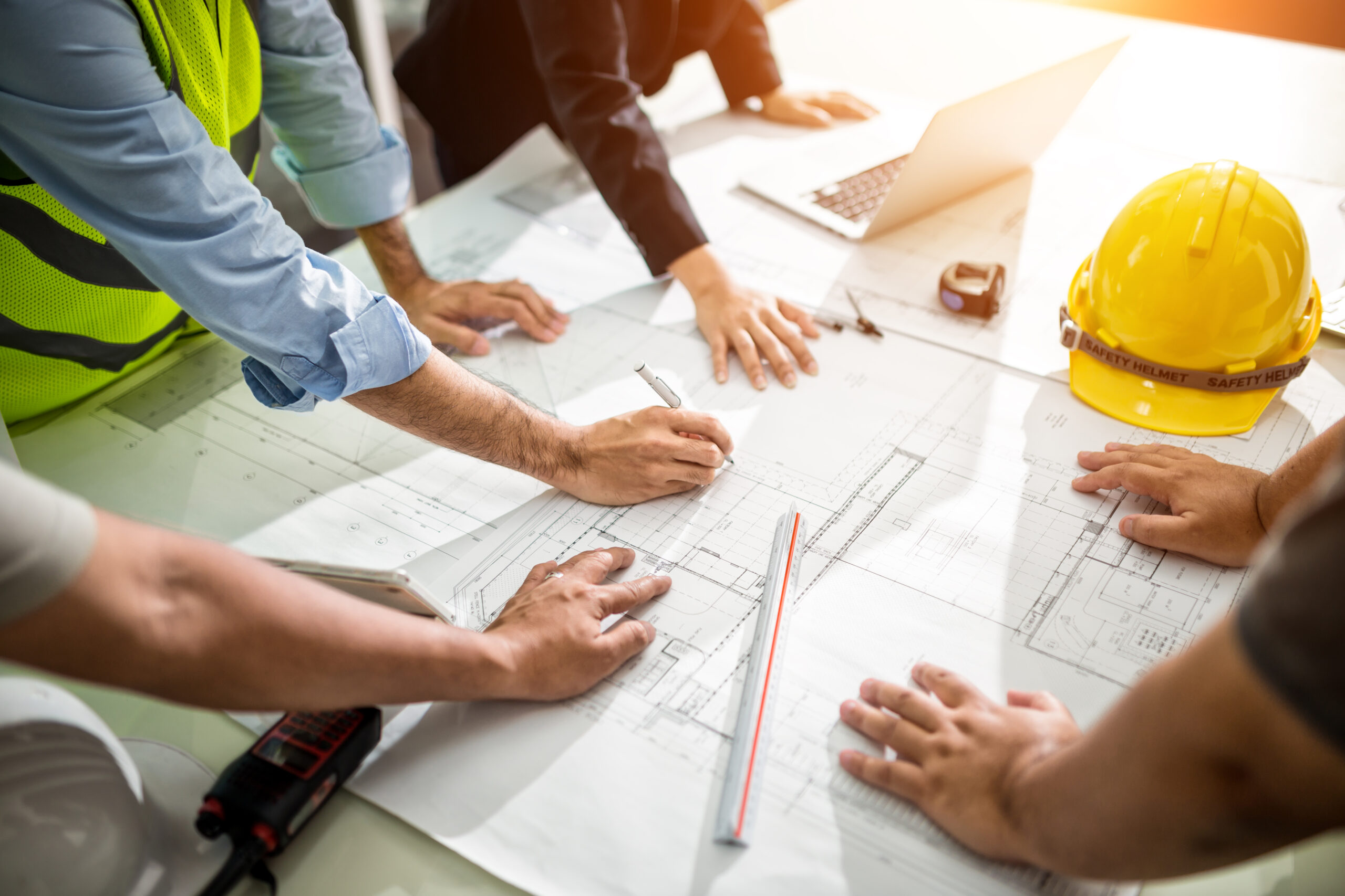 Team Engineer drawing graphic planning